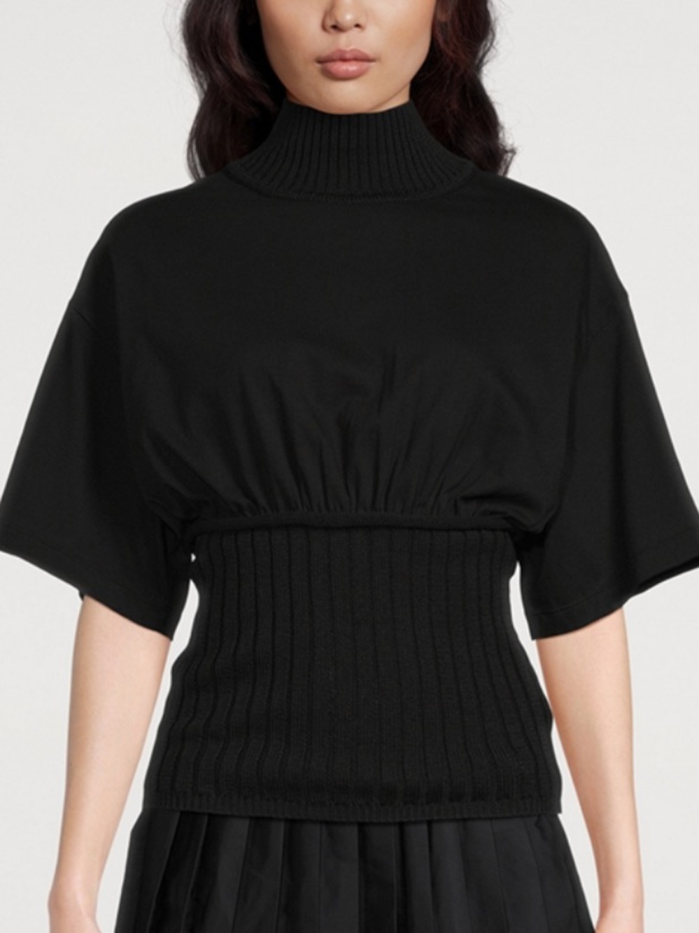 MM6 Maison Margiela Sweater withWomens Medium Black Short Sleeve Turtleneck Knit